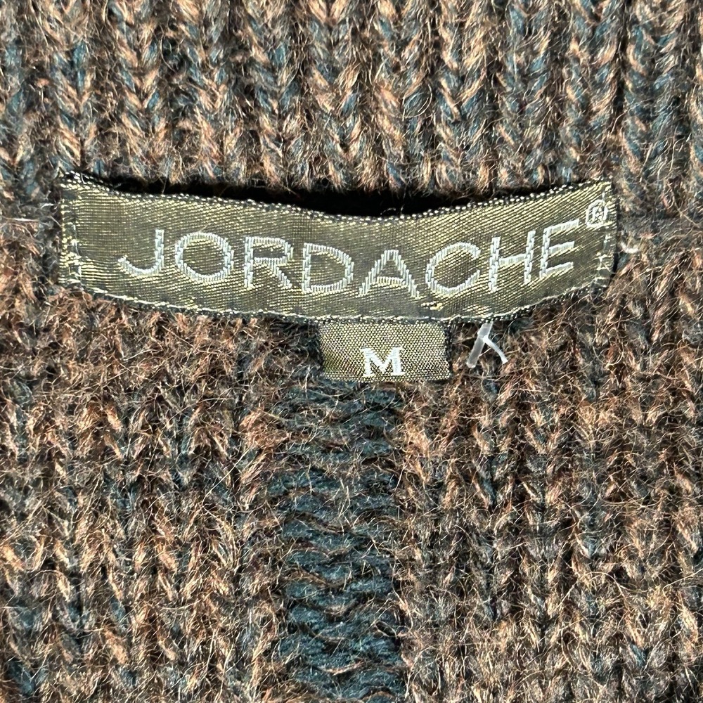 VTG Jordache Cable Knit Sweater Mens M Brown Mohair Wool Coogi-Style 3D Textured - Picture 7 of 15